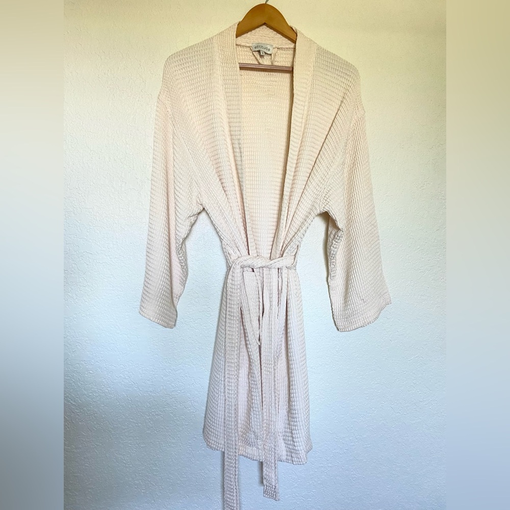 Ettitude Waffle Bamboo Cream Robe - Picture 4 of 11